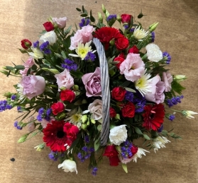 Red, pink and purple basket